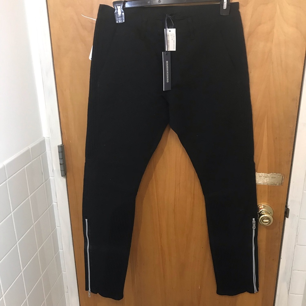 Miharayasuhiro Men Black Moto Ride zip bottom Cotton Pant sz 48